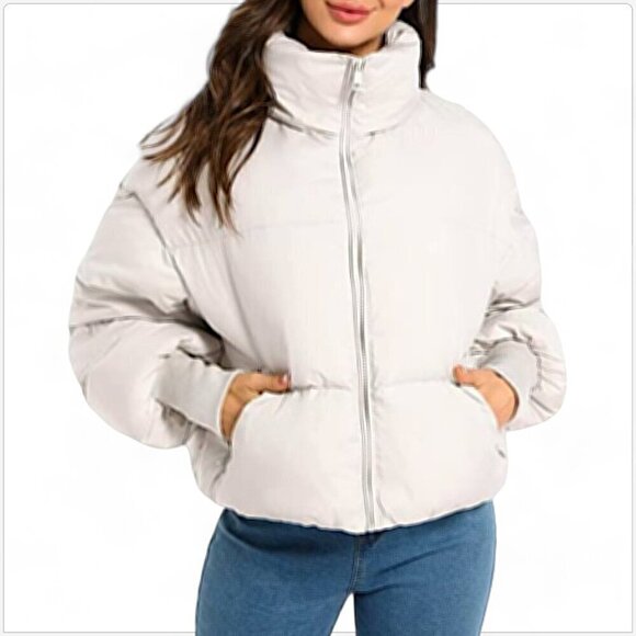 Orolay Womens Winter Oversized Short Down Jacket Crop Zip Puffer Coat NWT New XS - Picture 1 of 7